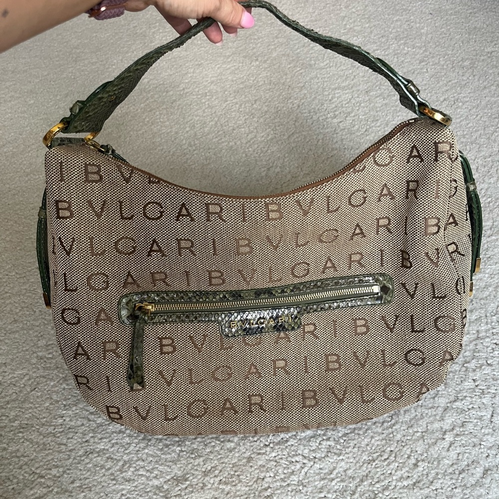 Bulgari Brown Hobo Bag with Signature Style